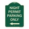Signmission Night Permit Parking W/ Left Arrow Heavy-Gauge Aluminum Architectural Sign, 24" x 18", G-1824-23859 A-DES-G-1824-23859 - alternate 1